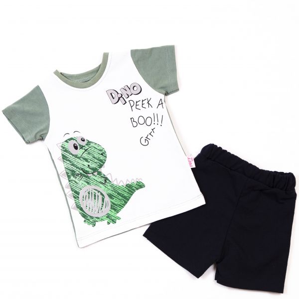 T-shirt with shorts A-001 white/green