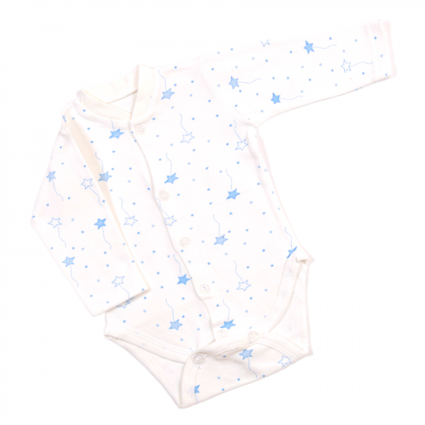 Bodysuit with long sleeves S-104 white/gol stars, Model measurements: