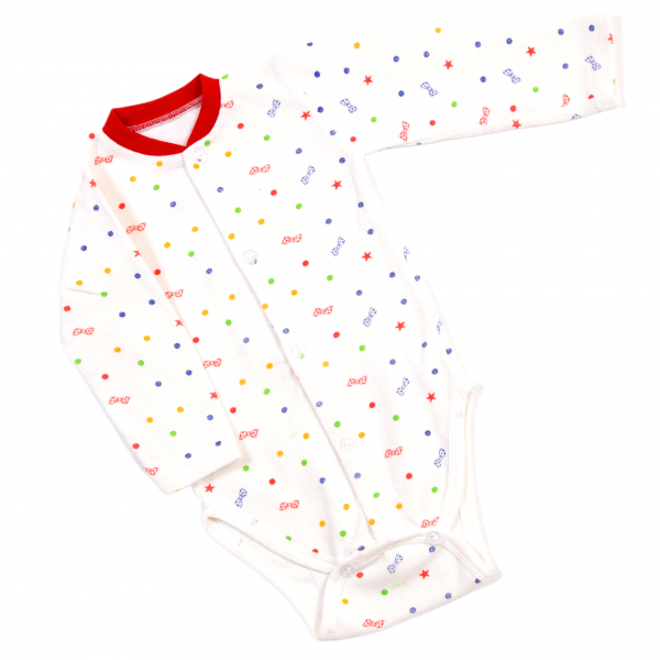Bodysuit with long sleeves S-102 white/red, Model measurements:
